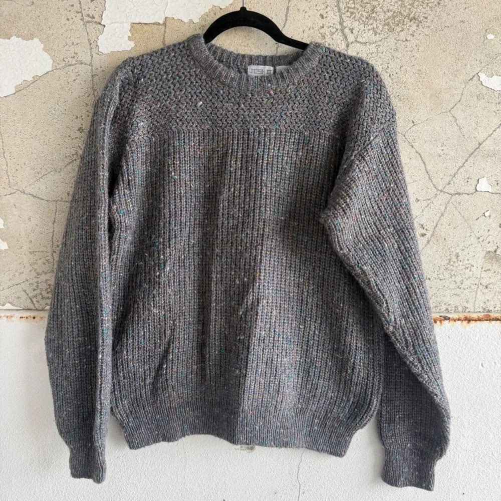 Vtg Chunky Knit Sweater Speckled Confetti Fleck Wool Blend Grandpacore‎ Mens M